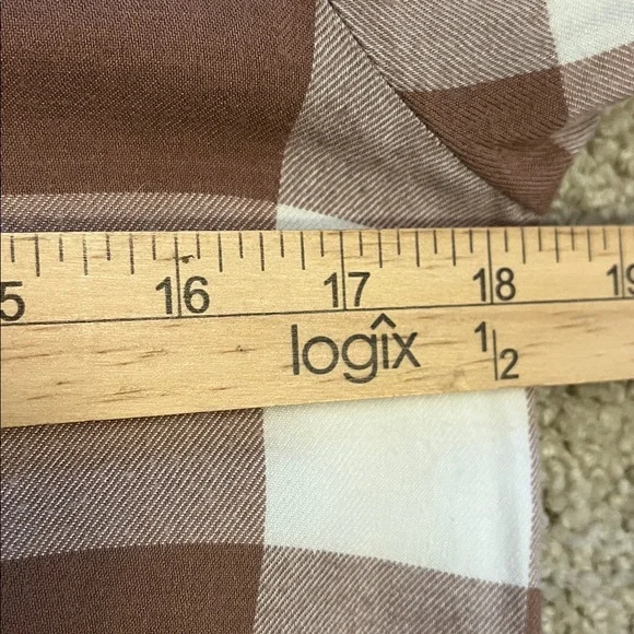 VGUC Faherty Helena dress buffalo check brown white button up pockets Small - Picture 11 of 12